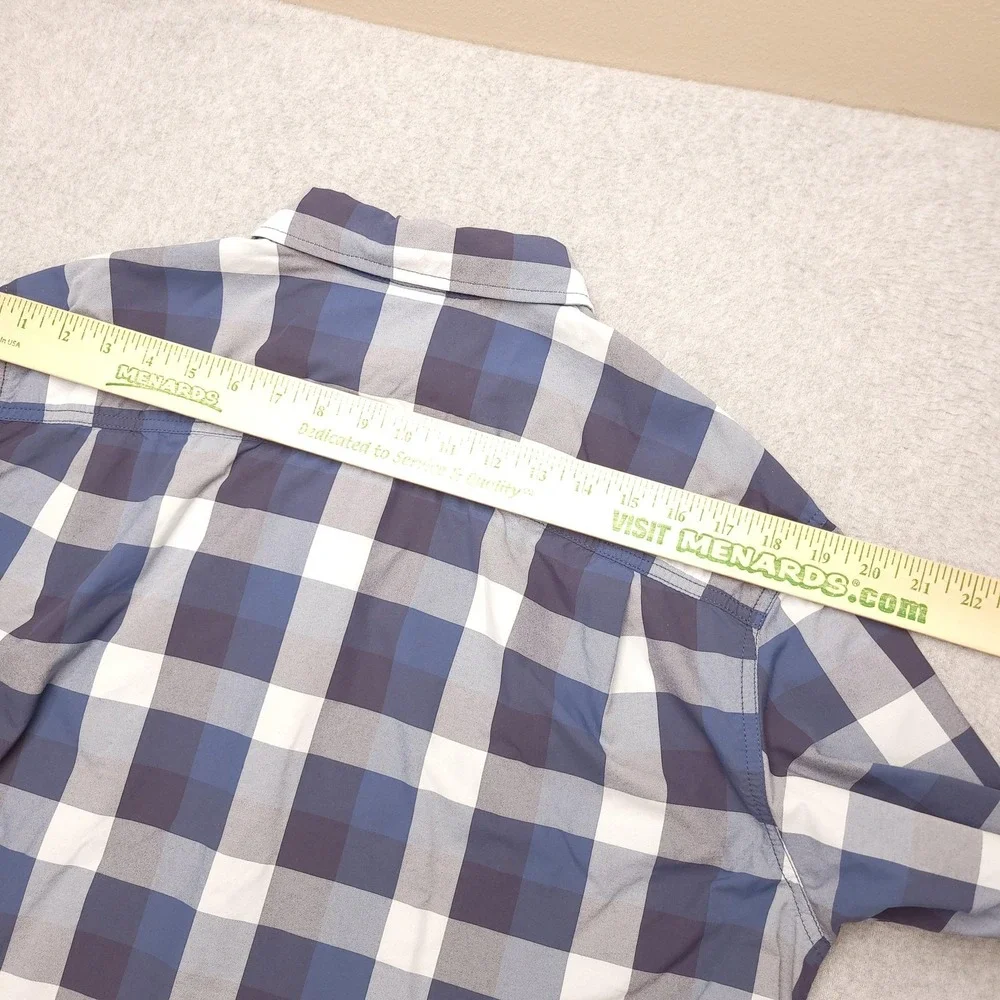 The North Face Shirt Mens L Blue Plaid Short‎ Sleeve Button Up Lightweight Nylon